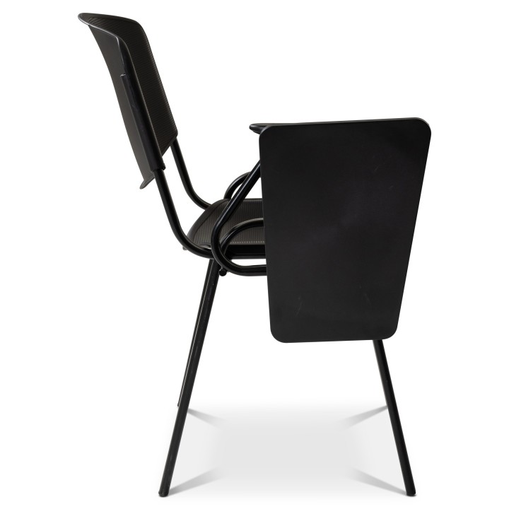 Chaise conférence avec tablette rabattable noire en polypropylene.