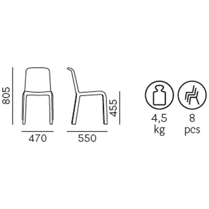 Chaise empilable en polypropylène 4 pieds | GOSTO