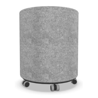 Pouf rond en tissu à roulettes