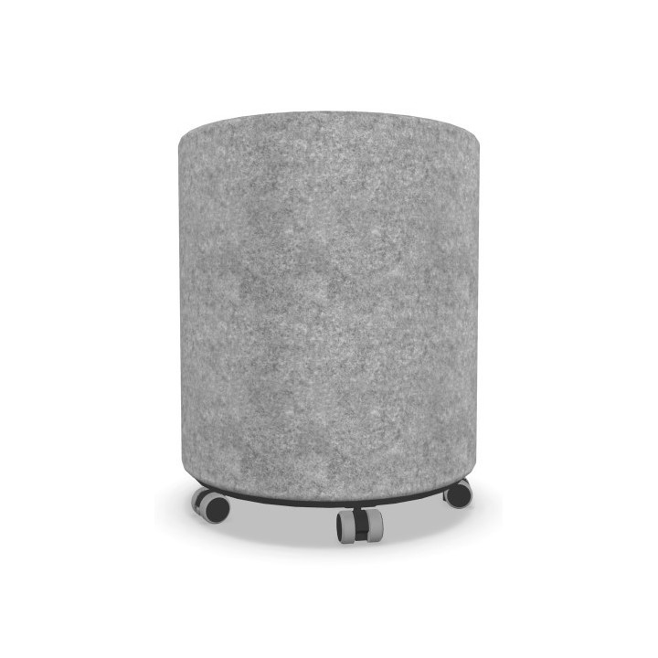 Pouf rond en tissu à roulettes