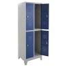 Vestiaire double bi place monobloc 4 cases - porte de 40cm - h180