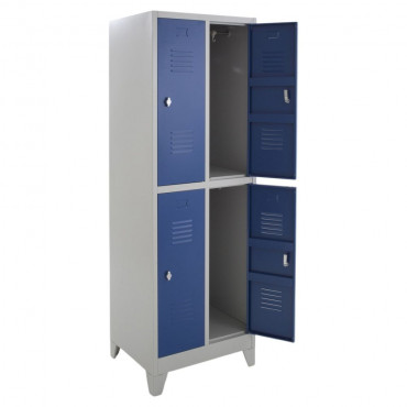 Vestiaire bi-place monobloc 4 cases h180 porte 30 cm