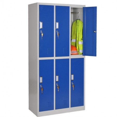 Vestiaire bi place monobloc 6 cases porte de 40cm-h180 cm