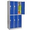 Vestiaires double bi-place monobloc 6 cases h180 porte 30 cm