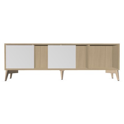 Armoire basse avec 2 porte coulissante 4 casiers HOYCE L.160 cm
