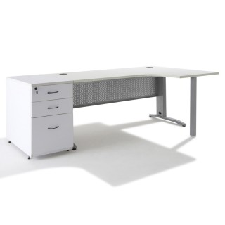 Bureau d'angle Electra  avec caisson métallique 80 cm - Gosto