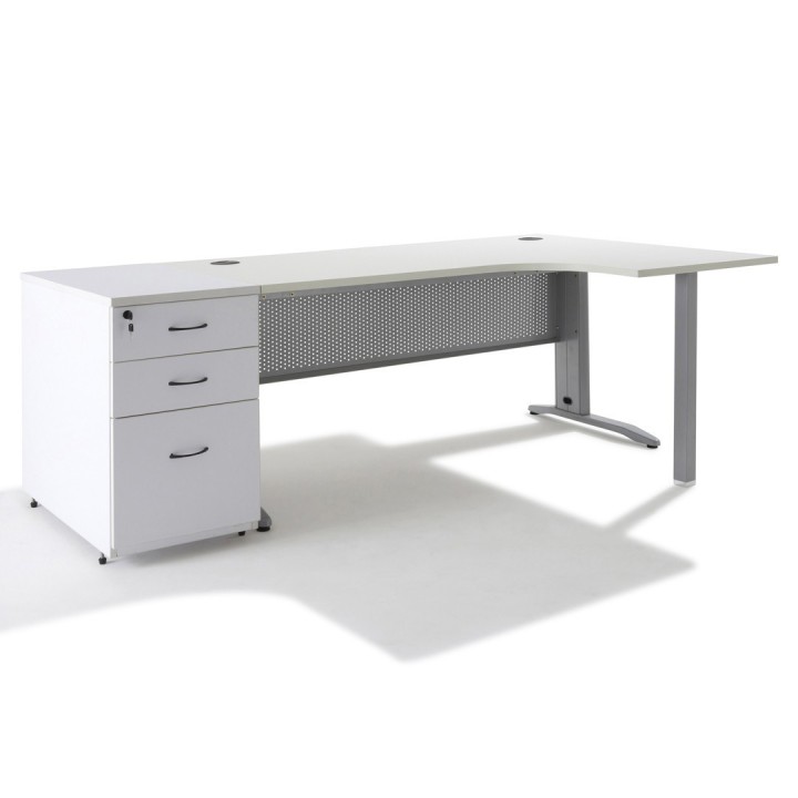 Bureau d'angle Electra  avec caisson métallique 80 cm - Gosto