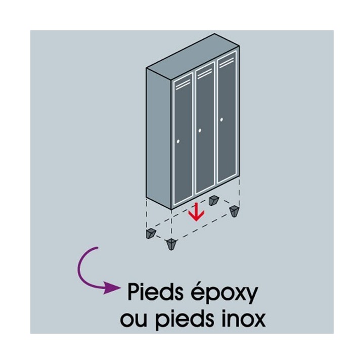 Pieds Inox pour vestiaire