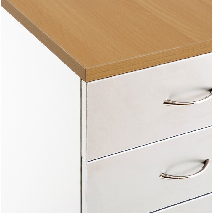Bureau blanc droit professionnel PANNEAU avec caisson - Gosto