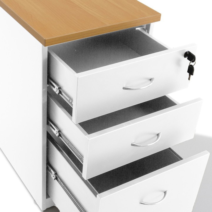 Bureau blanc droit professionnel PANNEAU avec caisson - Gosto
