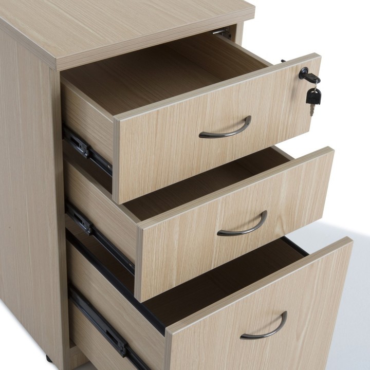 Bureau blanc avec caisson bois PANNEAU piétement blanc | Gosto