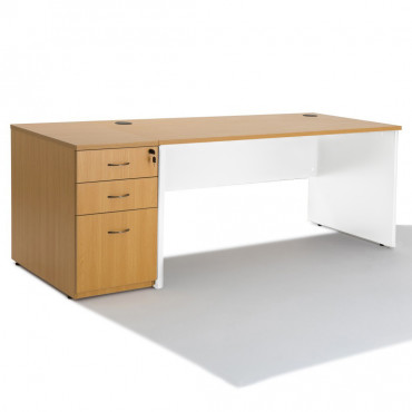 Bureau 180x80 cm chêne clair/aluminium - RETIF