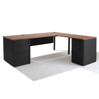 Bureau d'angle avec retour accroché et caisson Gamme Pure-Gosto