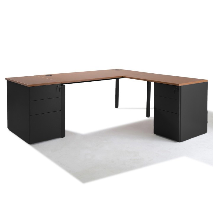 Bureau d'angle avec retour accroché et caisson Gamme Pure-Gosto