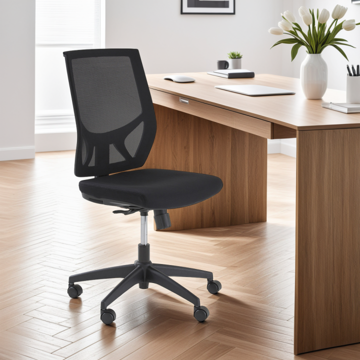 Fauteuil de bureau Rafale noir sans accoudoir - mise en situation
