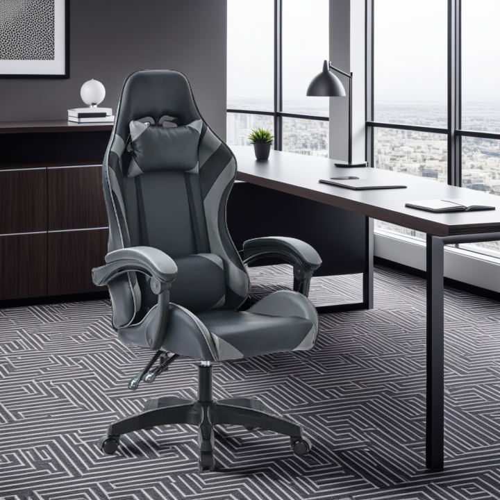 Chaise gaming PVC Noir et Gris | Gosto