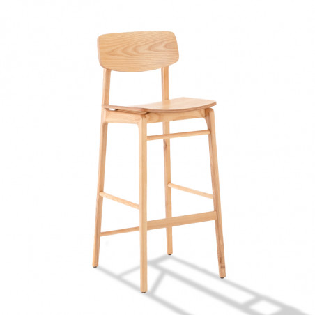 Tabouret Haut Bois avec dossier Boni