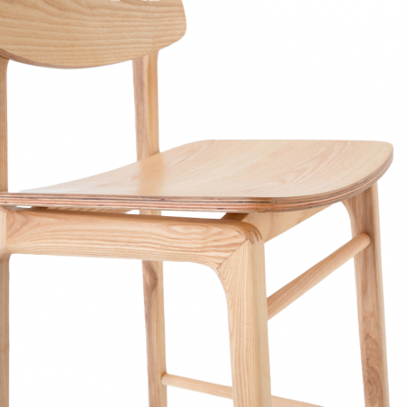 Tabouret Haut Bois avec dossier Boni