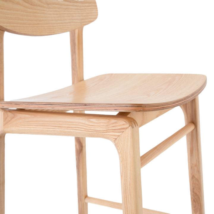Tabouret  haut en bois avec dossier Boni