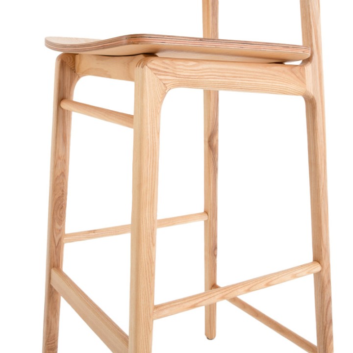 Tabouret  haut en bois avec dossier Boni