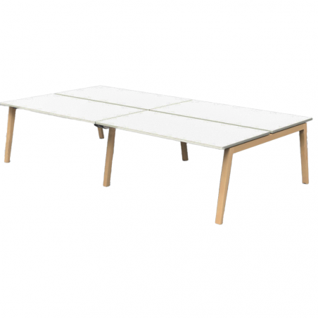 Bench de 4 bureaux pour open space - Gamme Cosy wood