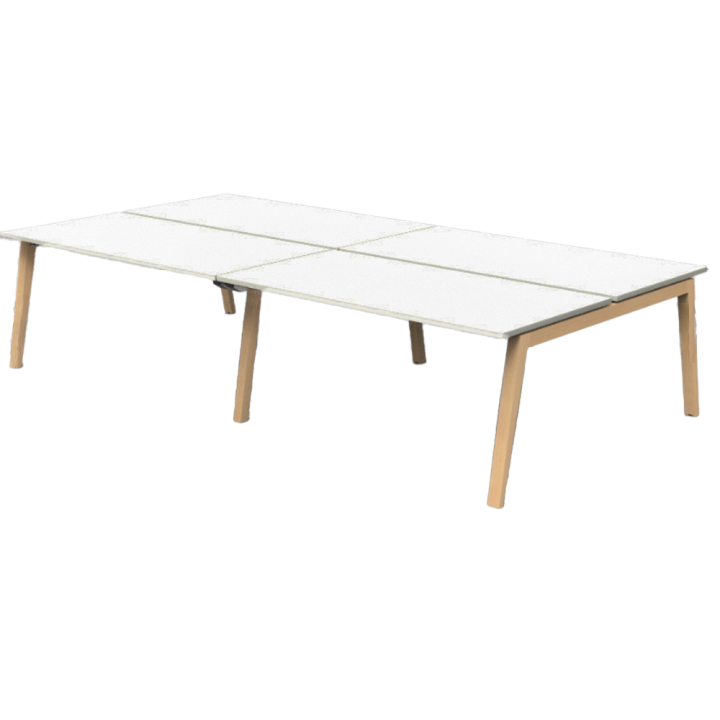 Bench de 4 bureaux pour open space - Gamme cosy wood.