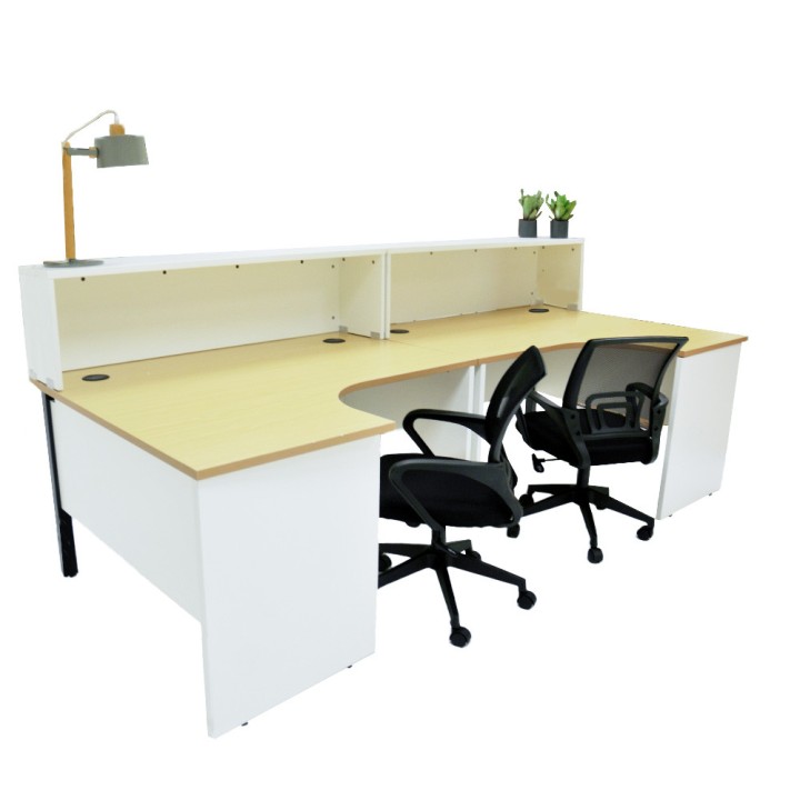 Bureau comptoir double avec retours Panneaux blanc