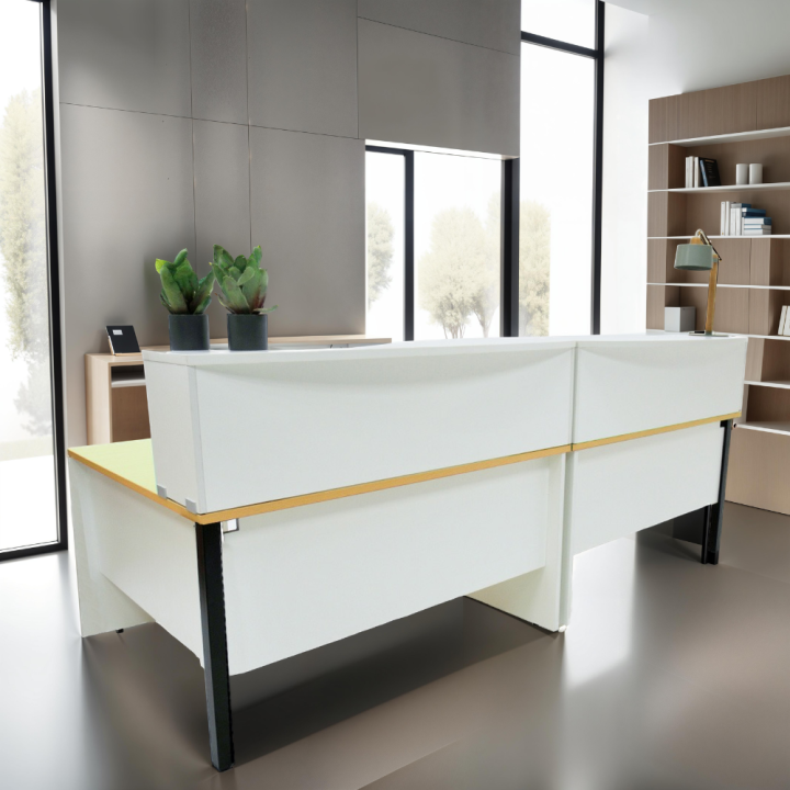 Bureau comptoir double avec retours Panneaux blanc | GOSTO
