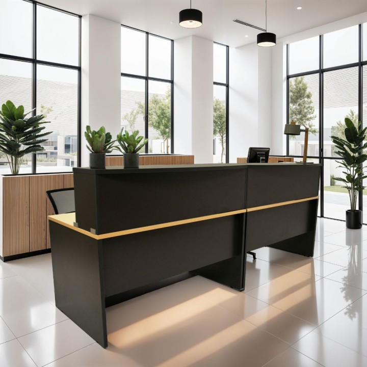 Bureau comptoir 2 personnes Panneaux anthracite