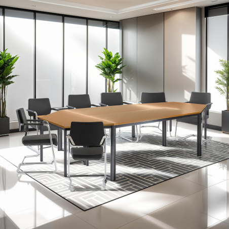Table de réunion 10 personnes trapézoïdale L240 x P120 cm