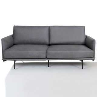 Canapé bureau simili cuir gris anthracite 2 places Lou | Gosto