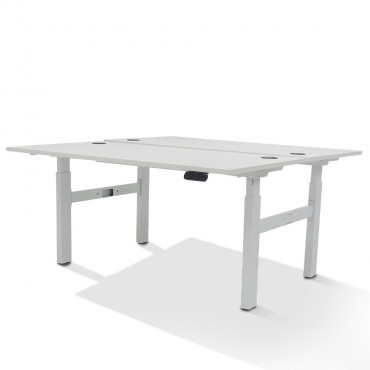 Bureau Bench 2 personnes électrique avec obturateurs - Extreme Plus Coloris Plateau:Blanc