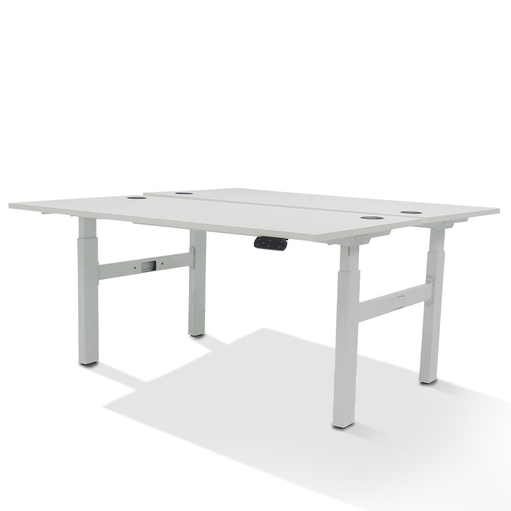Bureau Bench 2 personnes électrique avec obturateurs - Extreme Plus   Coloris Plateau:Blanc