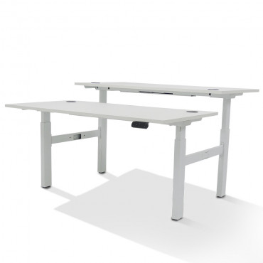 Bureau Bench 2 personnes électrique avec obturateurs - Extreme Plus   Coloris Plateau:Blanc
