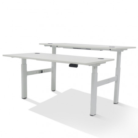 Bureau Bench 2 personnes électrique avec obturateurs - Extreme Plus   Coloris Plateau:Blanc