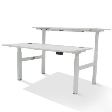 Bureau Bench 2 personnes électrique avec obturateurs - Extreme Plus   Coloris Plateau:Blanc