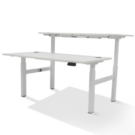 Bureau Bench 2 personnes électrique avec obturateurs - Extreme Plus   Coloris Plateau:Blanc