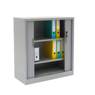 Armoire à volet roulant métallique, hauteur 100 cm, aluminium, vue ouverte