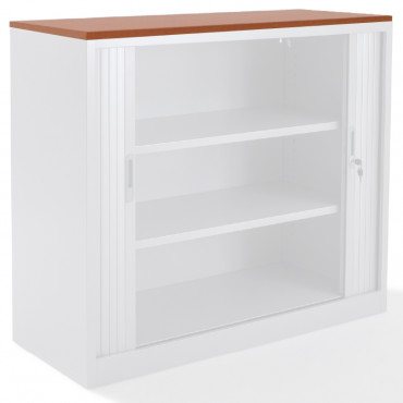 Top armoire rideaux finition merisier