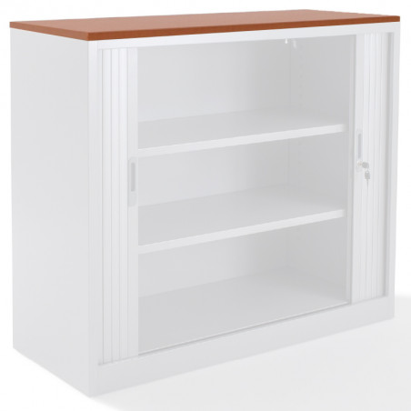 Top armoire rideaux finition merisier