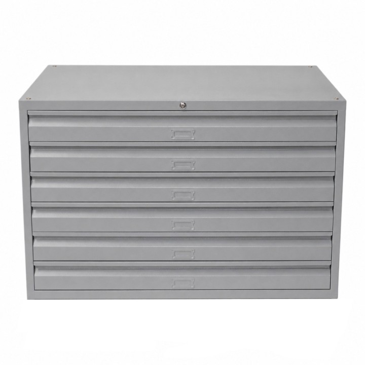 Meuble à plans 6 tiroirs gris clair - vue de face