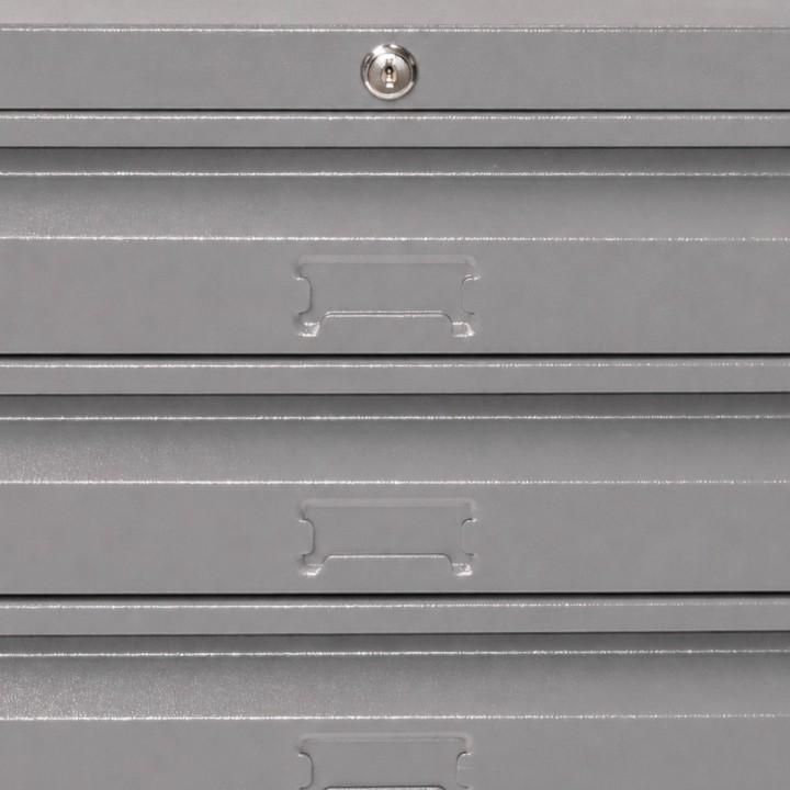 Meuble à plans 6 tiroirs gris clair - vue sur les tiroirs de face