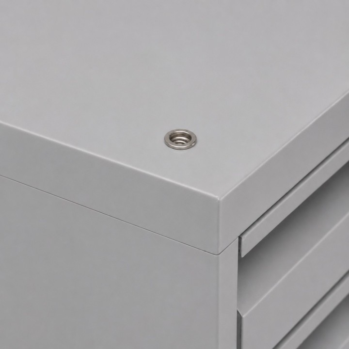 Meuble à plans 6 tiroirs gris clair - vue sur le coin du meuble
