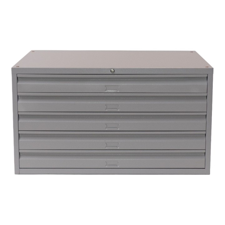 Meuble pour plans A1 5 tiroirs gris clair - vue de face