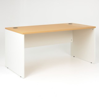 Bureau droit panneaux, plateau chêne clair, piétement blanc