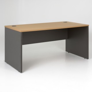 Bureau droit panneaux, plateau hêtre et piétement anthracite
