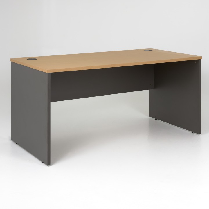 Bureau droit panneaux, plateau hêtre et piétement anthracite