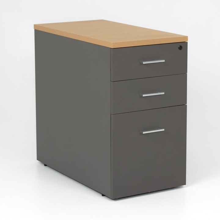 Caisson profondeur 80 cm - coloris anthracite, top chêne clair