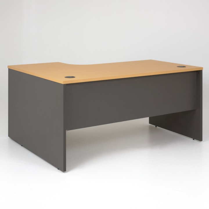 Bureau compact Panneaux vue dos retour droit - plateau hêtre, piétement anthracite