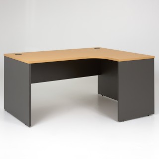 Bureau compact Panneaux vue face - plateau chêne clair, piétement anthracite